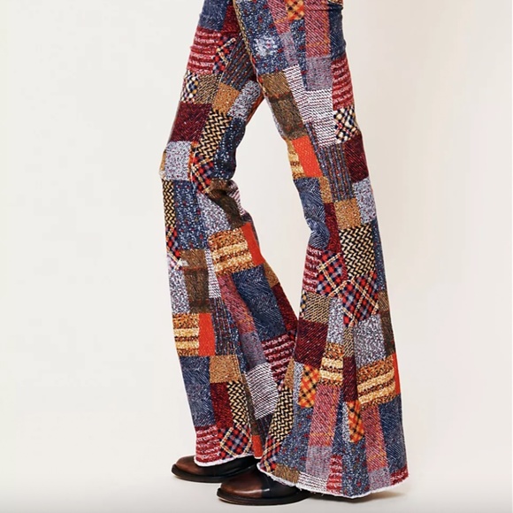 FREE PEOPLE PATCHWORK FLARE CORDS NEW W TAGS - Picture 7 of 9